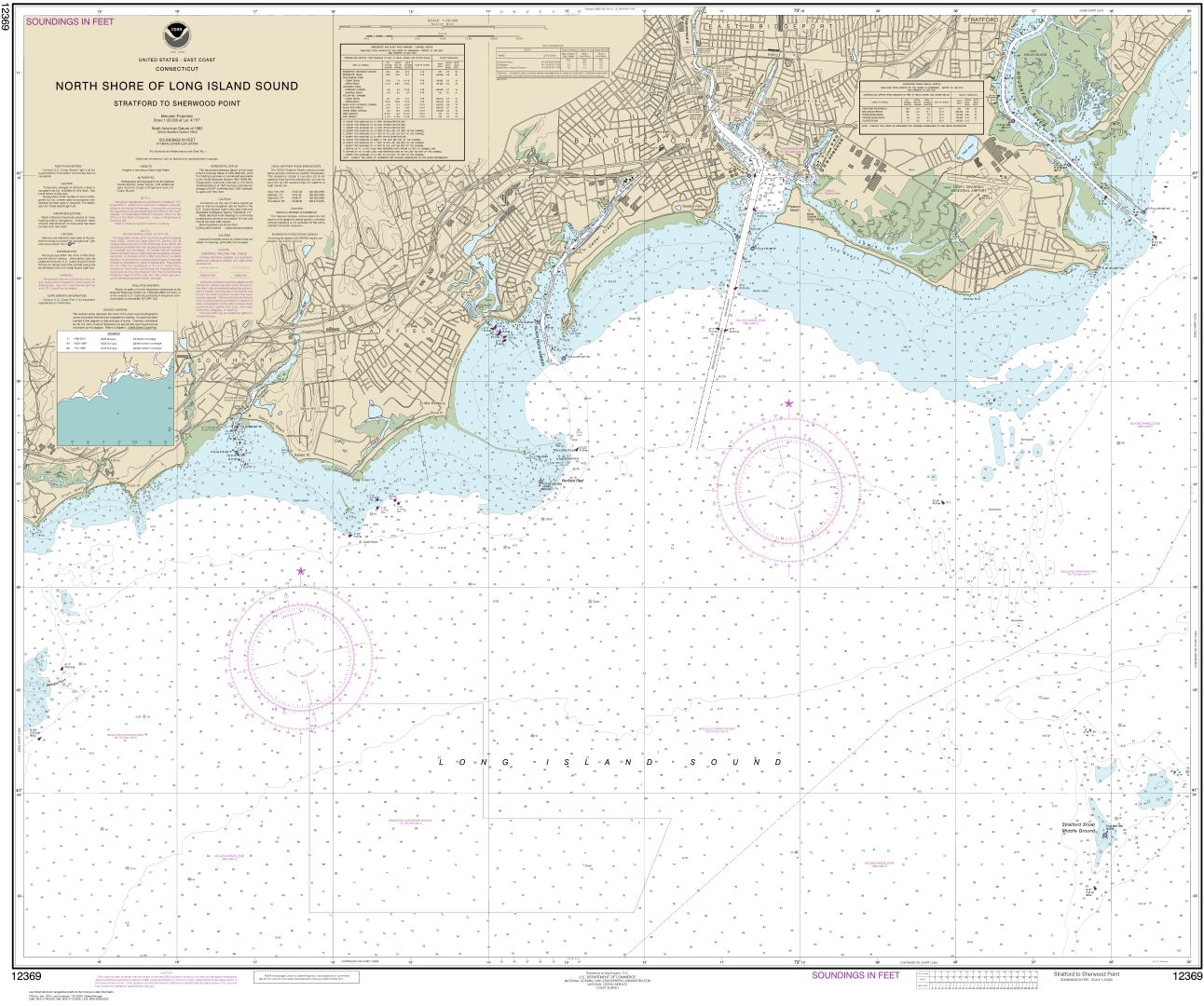 North Shore of Long Island Sound Stratford to Sherwood Point | Carte NOAA 12369