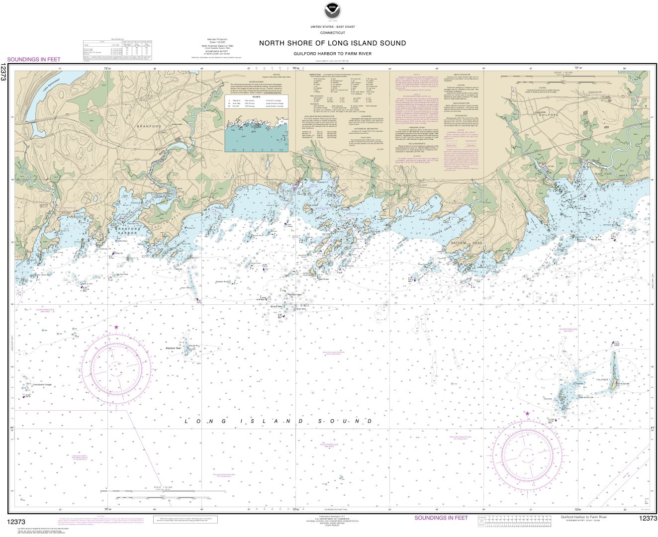 North Shore of Long Island Sound Guilford Harbor to Farm River | Carte NOAA 12373