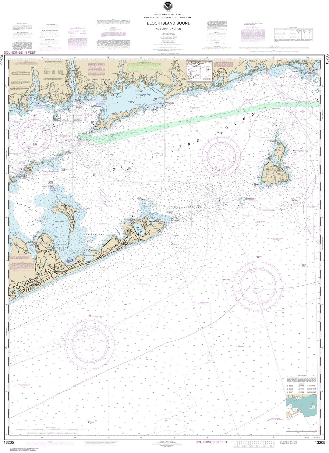 Block Island Sound and Approaches | Carte NOAA 13205