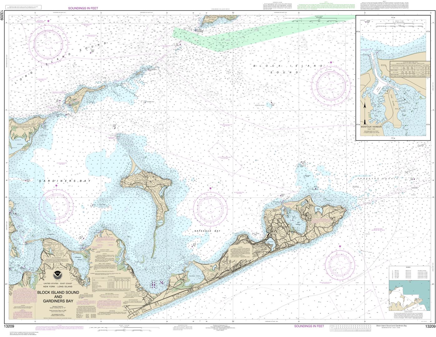 Block Island Sound and Gardiners Bay; Montauk Harbor | NOAA Chart 13209