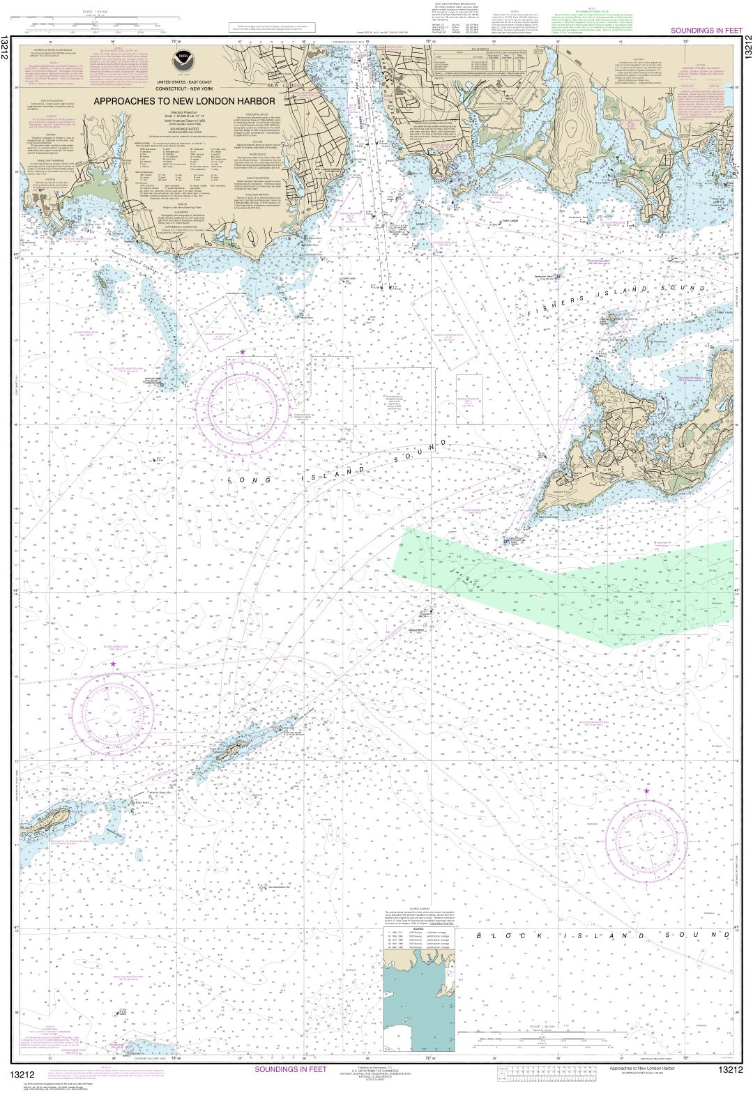 Approaches to New London Harbor | NOAA Chart 13212