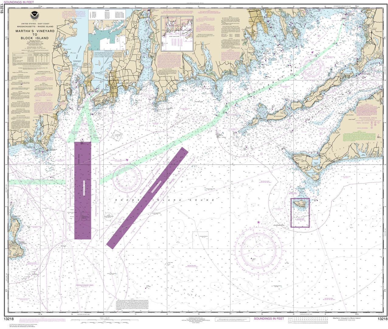 Marthas Vineyard to Block Island | Carte NOAA 13218
