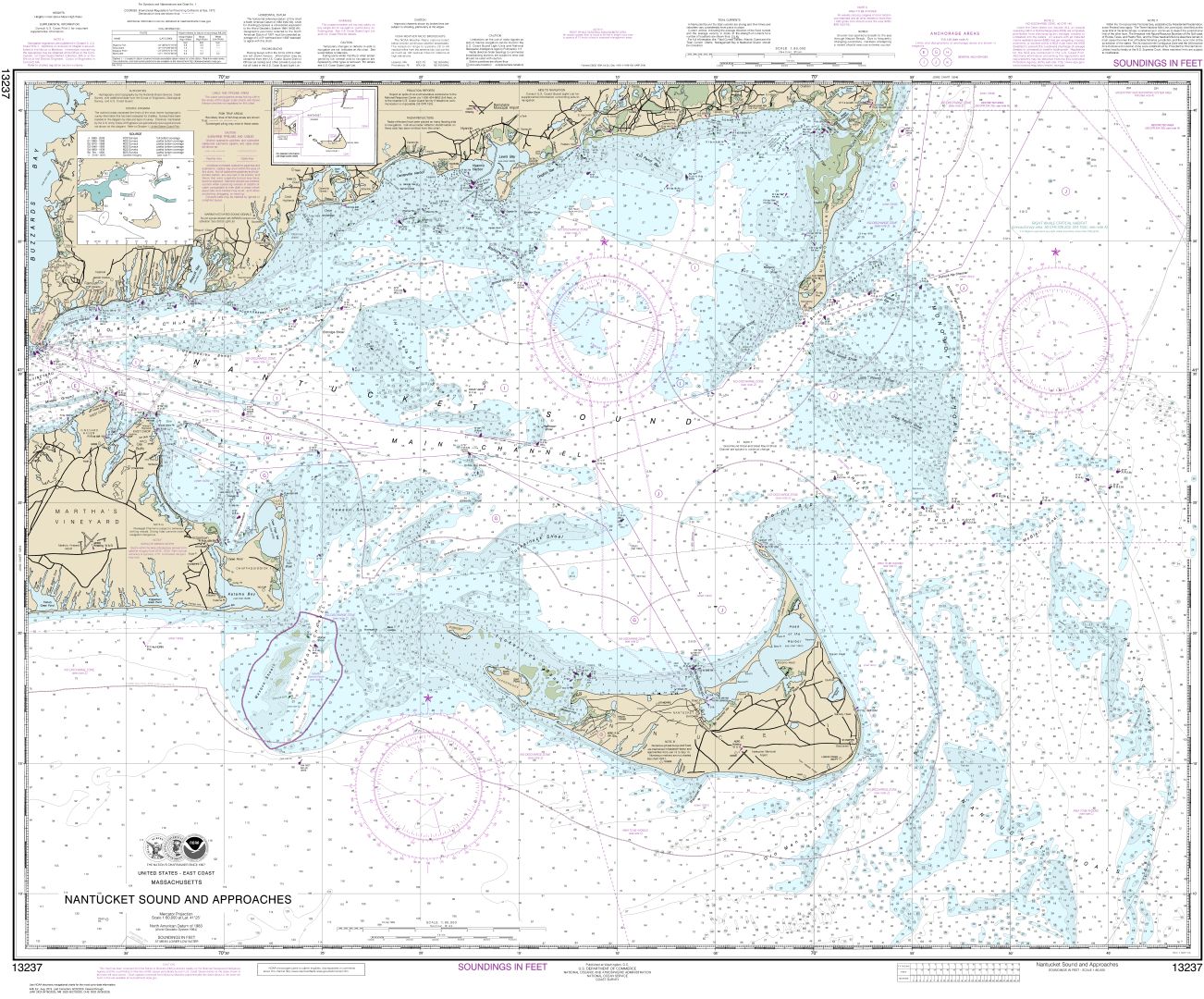 Nantucket Sound and Approaches | Carte NOAA 13237