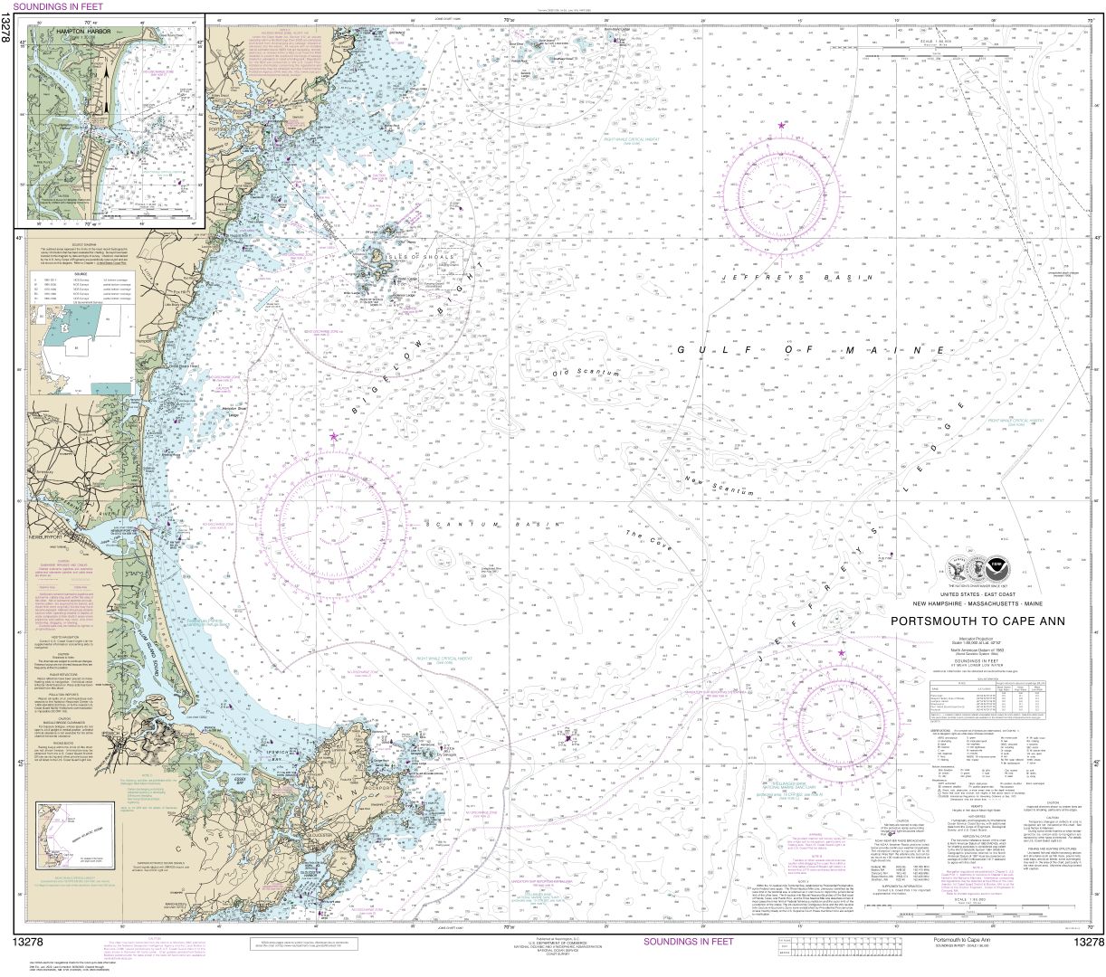 Portsmouth to Cape Ann; Hampton Harbor | NOAA Chart 13278