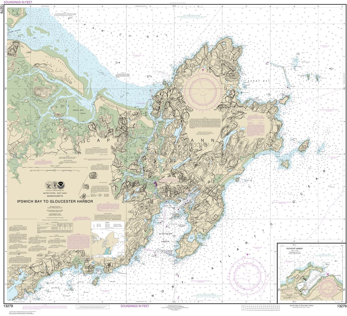 Ipswich Bay to Gloucester Harbor; Rockport Harbor | NOAA Chart 13279