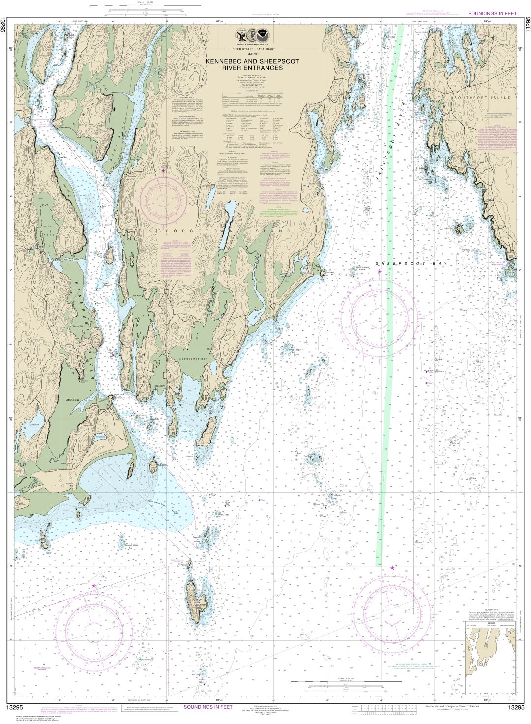 Kennebec and Sheepscot River Entrances | Carte NOAA 13295