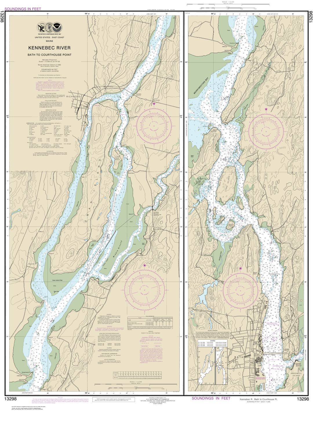 Kennebec River Bath to Courthouse Point | Carte NOAA 13298