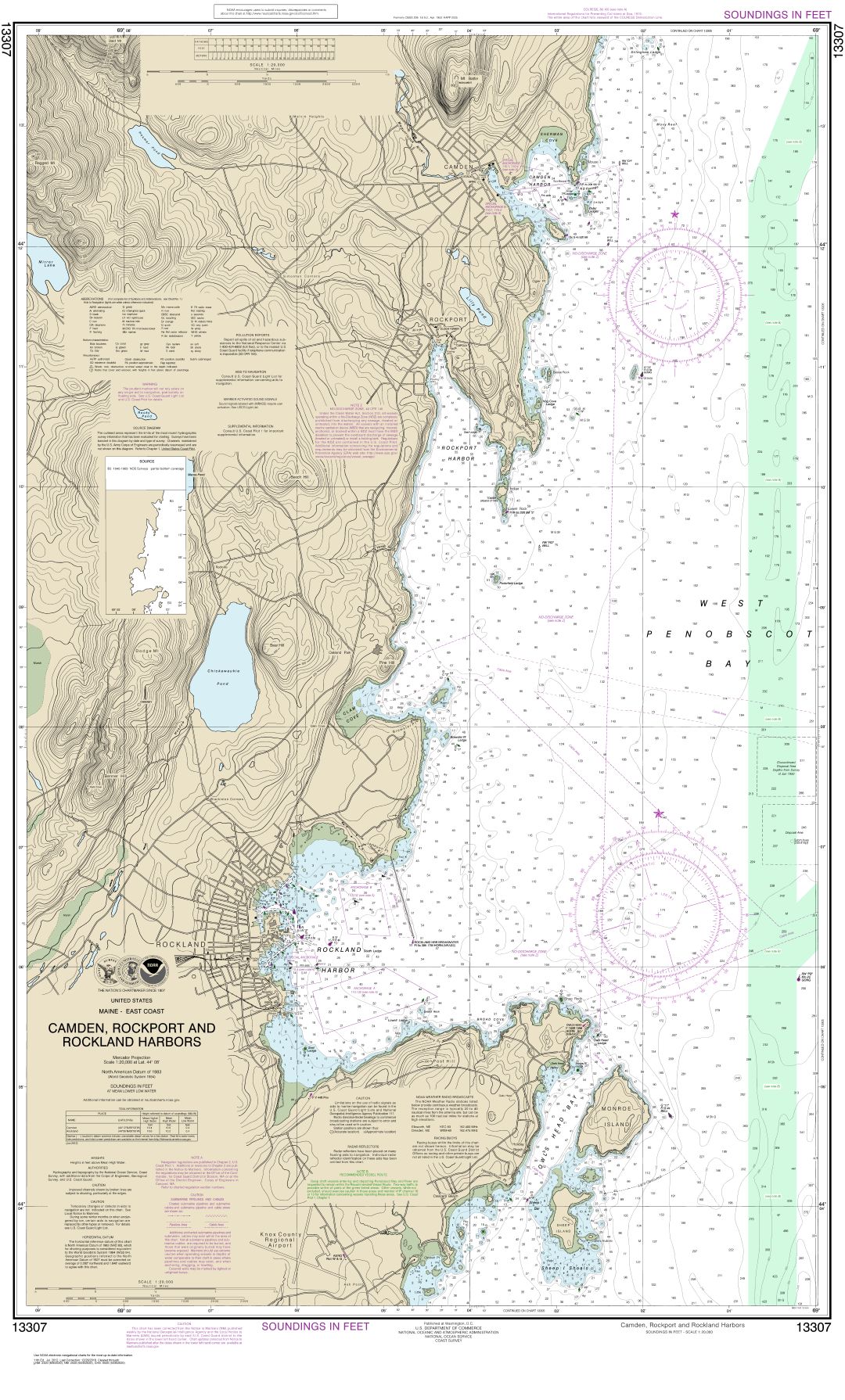 Camden, Rockport and Rockland Harbors | Carte NOAA 13307