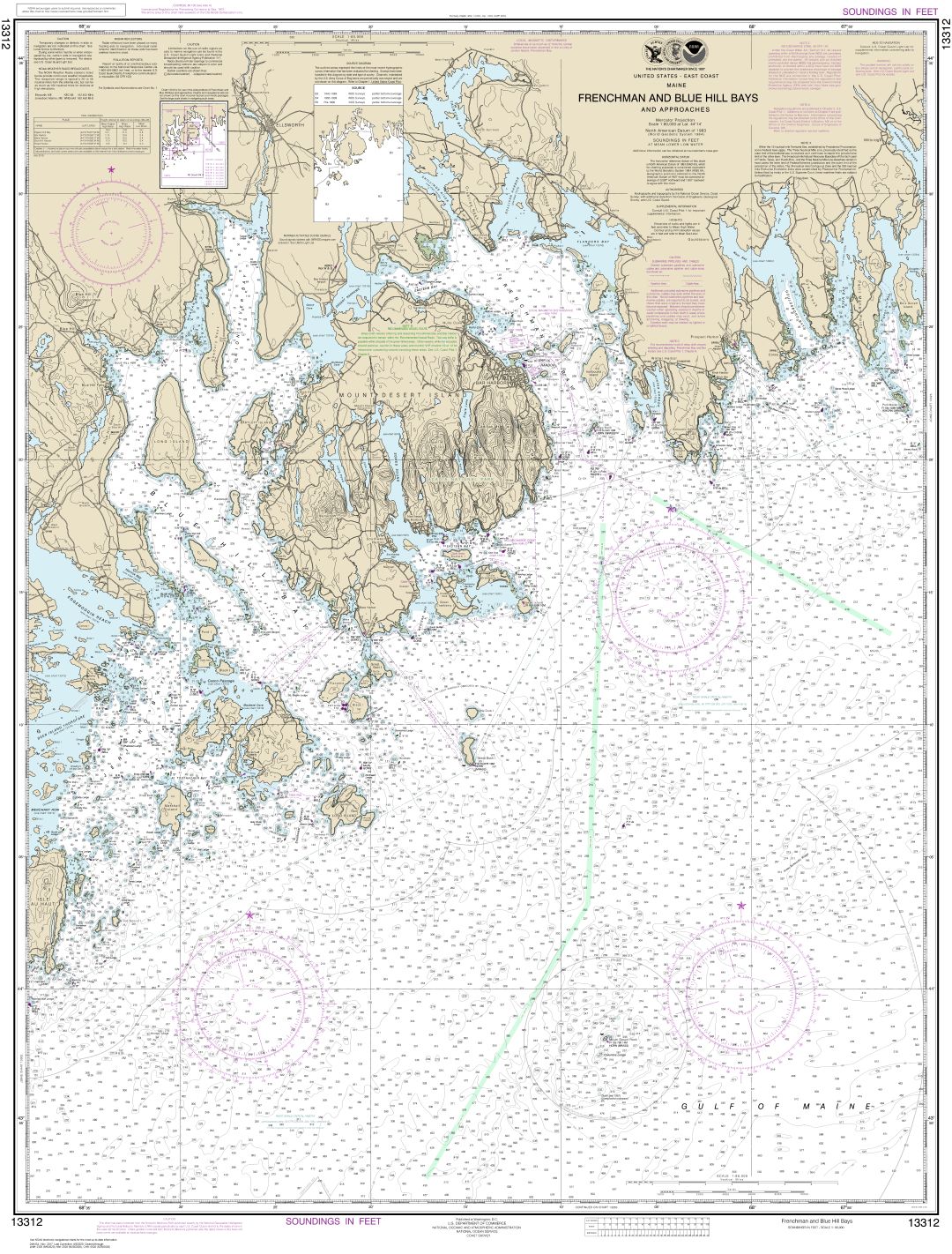 Frenchman and Blue Hill Bays and Approaches | Carte NOAA 13312