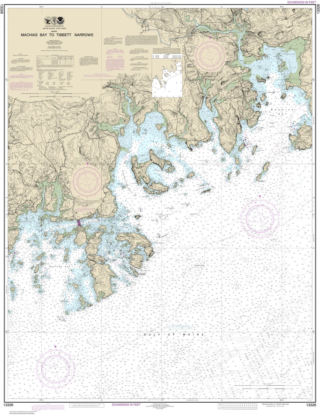 Machias Bay to Tibbett Narrows | Carte NOAA 13326
