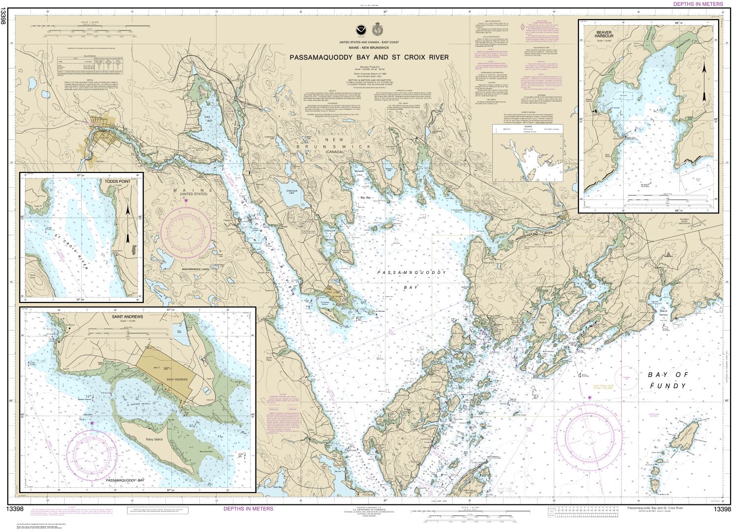 Passamaquoddy Bay and St. Croix River; Beaver Harbor; Saint Andrews; Todds Point | NOAA Chart 13398