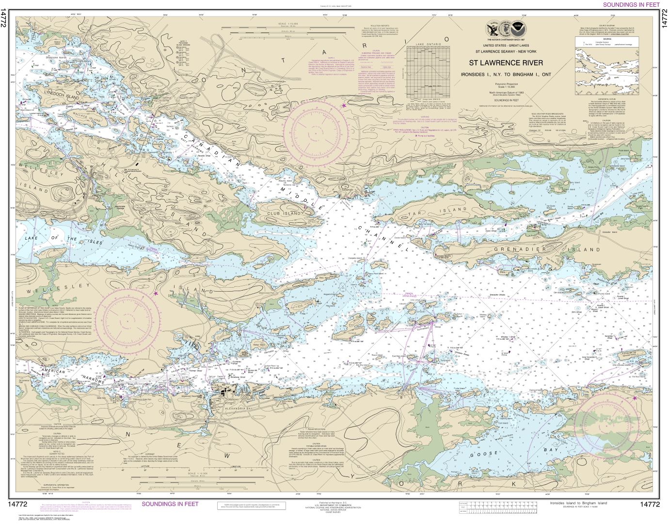 Ironsides l., N.Y., to Bingham l., Ont. | Carte NOAA 14772