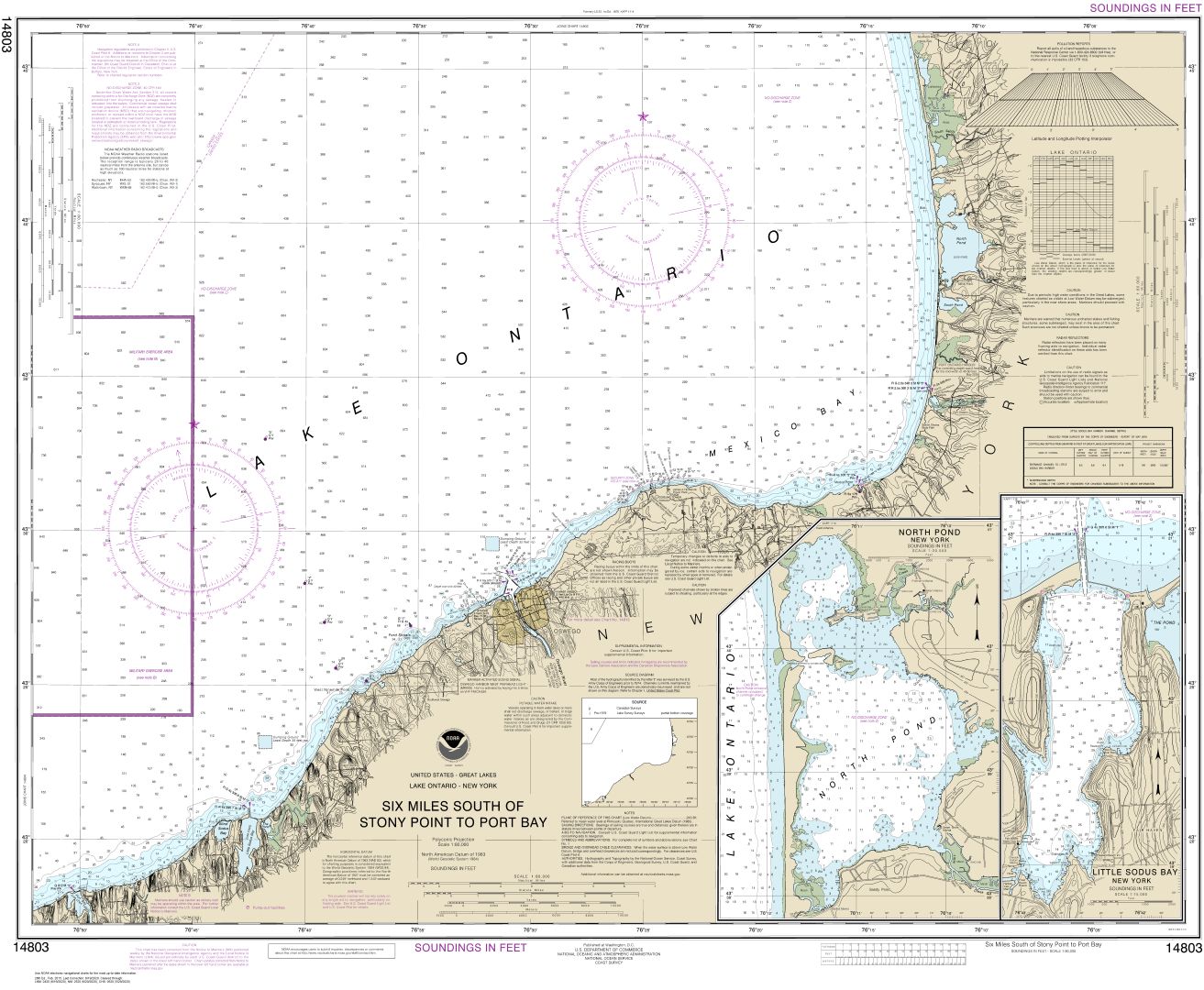 Six Miles south of Stony Point to Port Bay;North Pond;Little Sodus Bay | Carte NOAA 14803