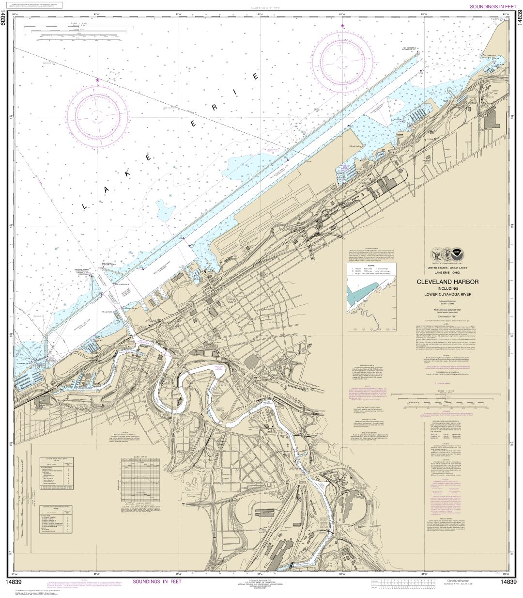 Cleveland Harbor, including lower Cuyahoga River | NOAA Chart 14839