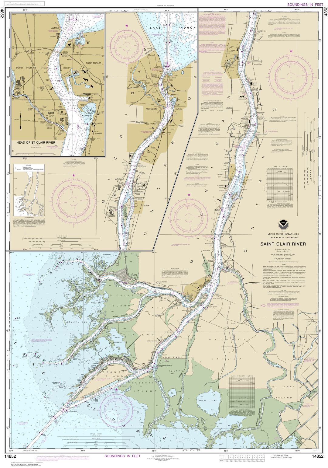 St. Clair River;Head of St. Clair River | Carte NOAA 14852