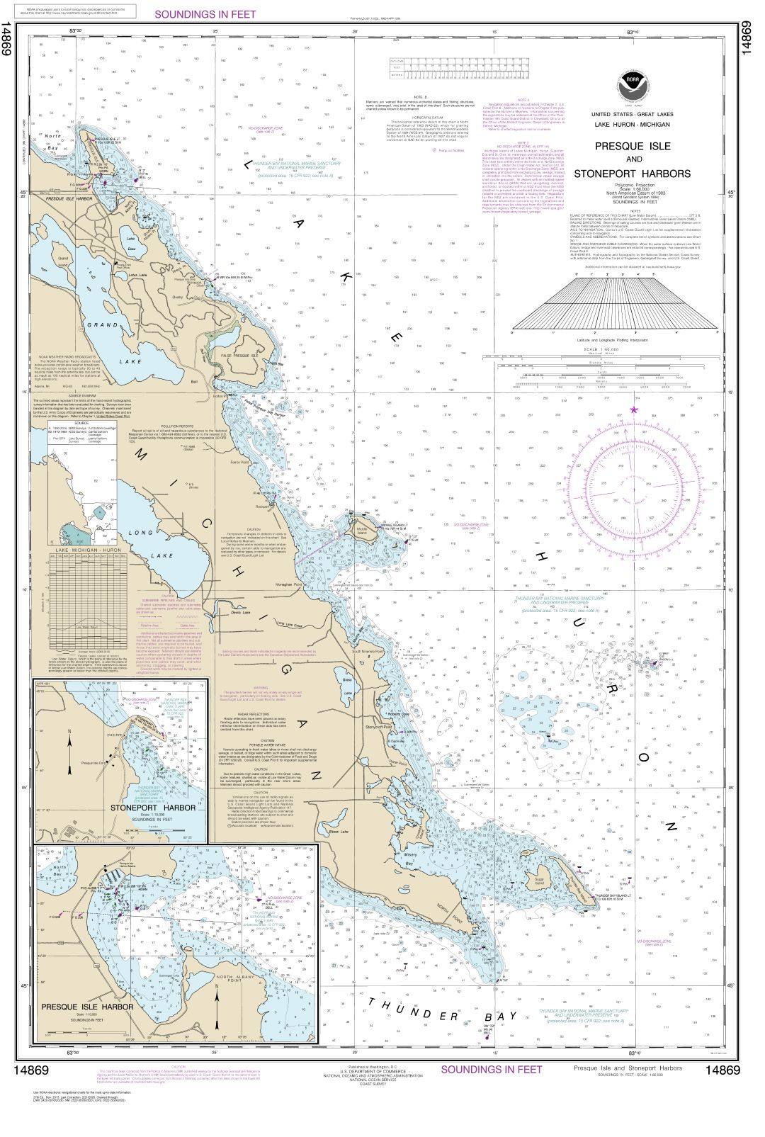 Thunder Bay Island to Presque Isle;Stoneport Harbor;Resque Isle Harbor | NOAA Chart 14869