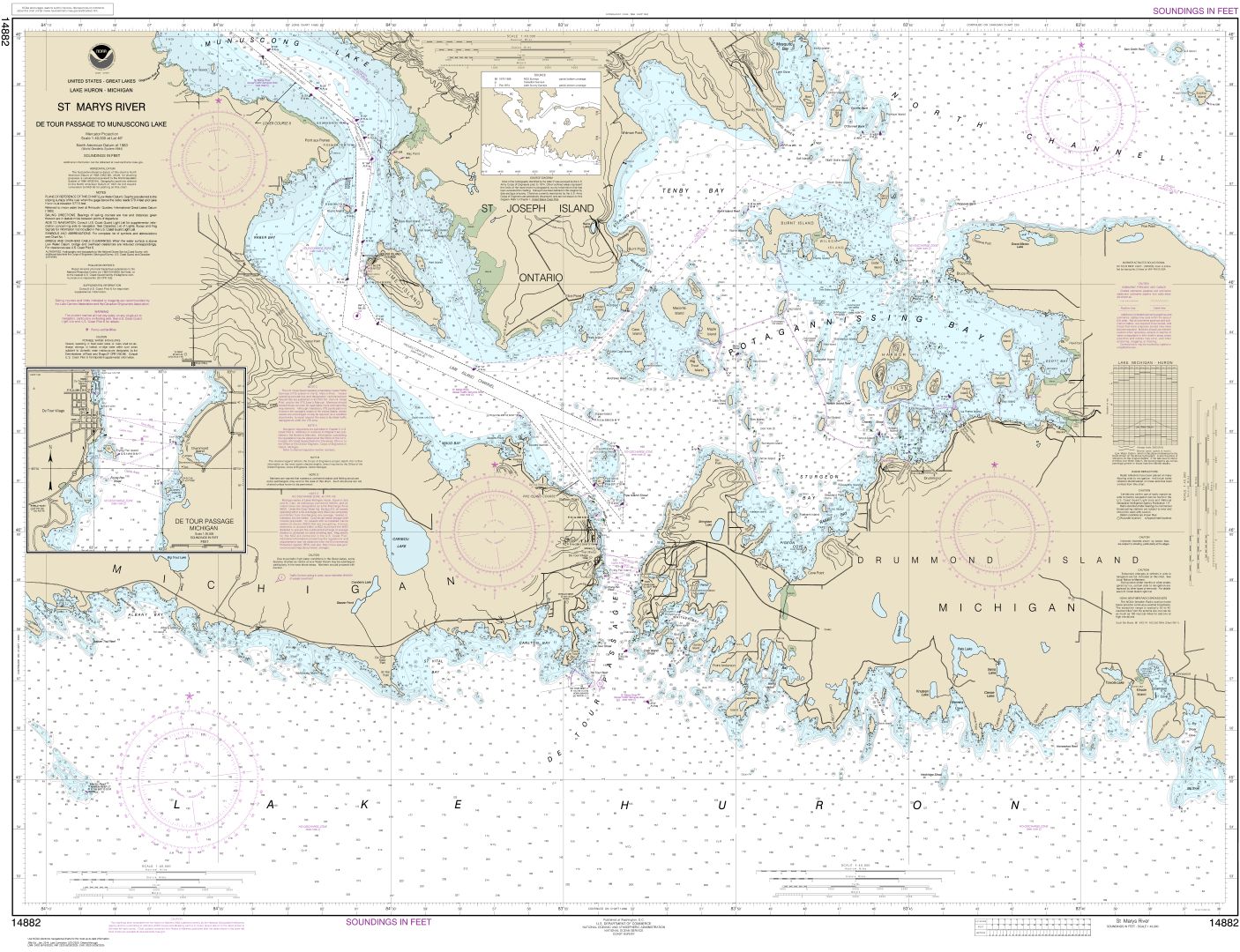 St. Mars River - Detour Passage to Munuscong Lake;Detour Passage | NOAA Chart 14882