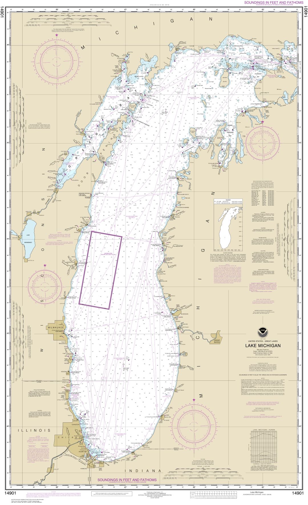 Lake Michigan (Mercator Projection) | NOAA Chart 14901