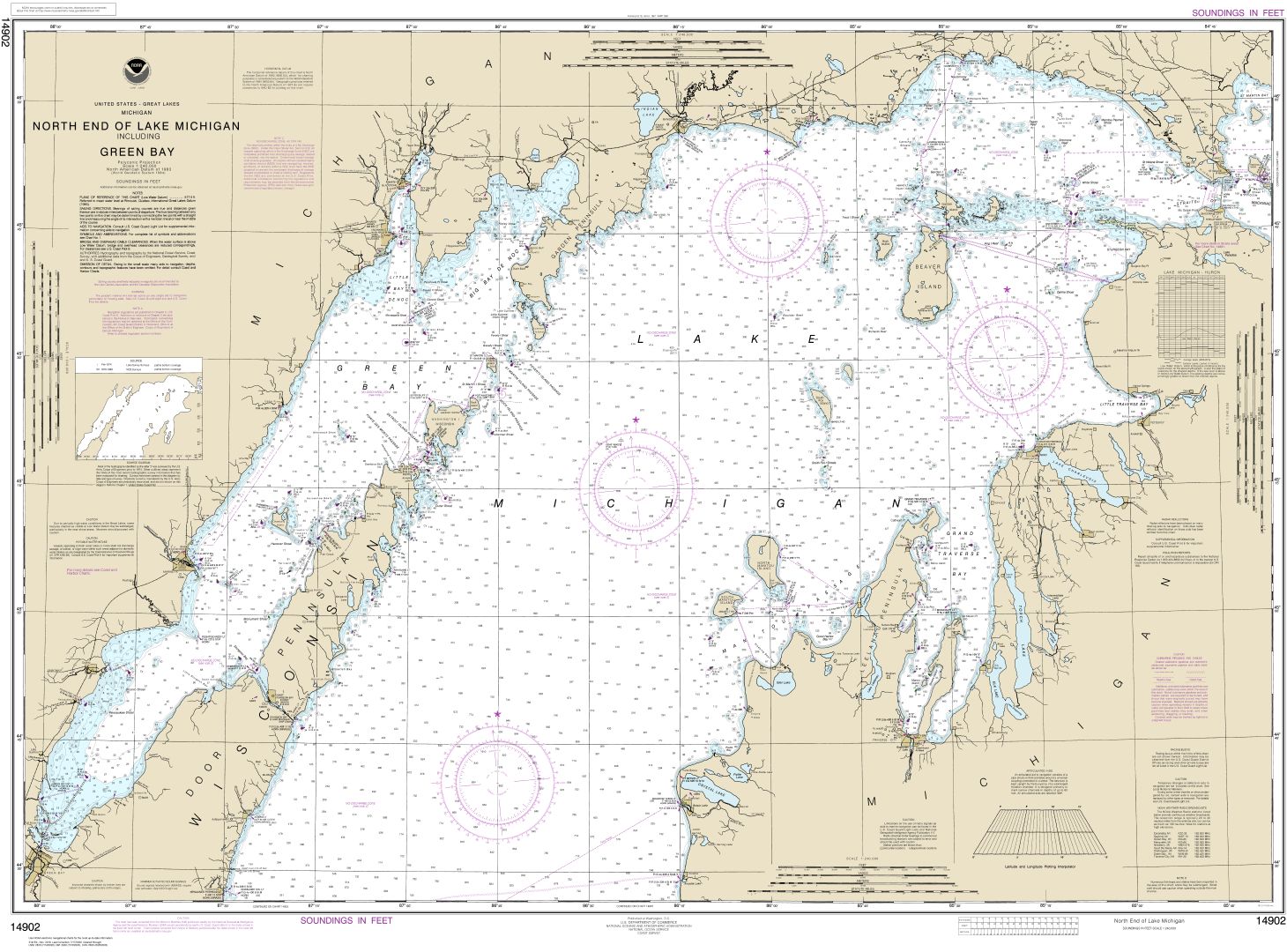 North end of Lake Michigan, including Green Bay | NOAA Chart 14902