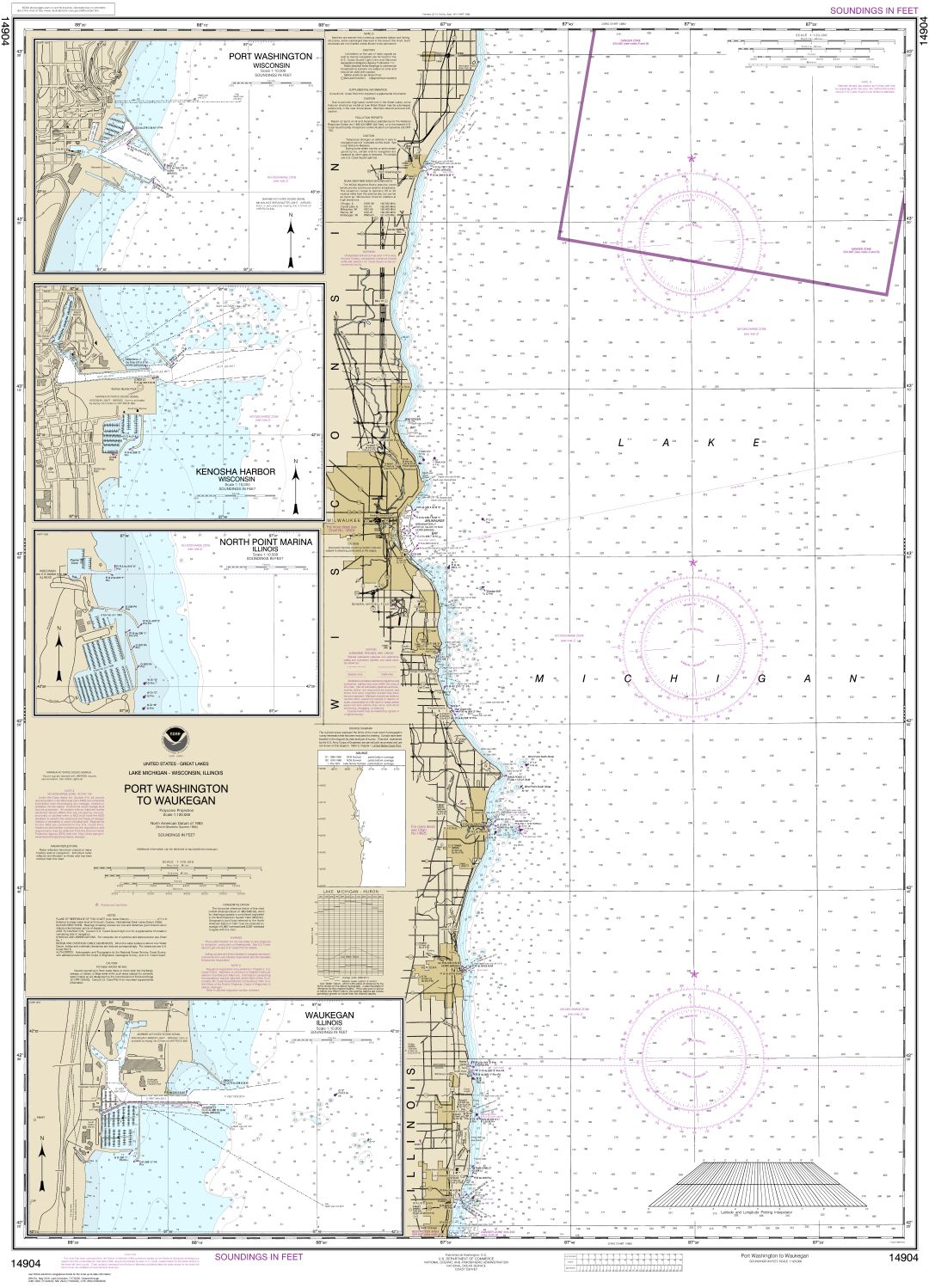 Port Washington to Waukegan;Kenosha;North Point Marina;Port Washington;Waukegan | NOAA Chart 14904