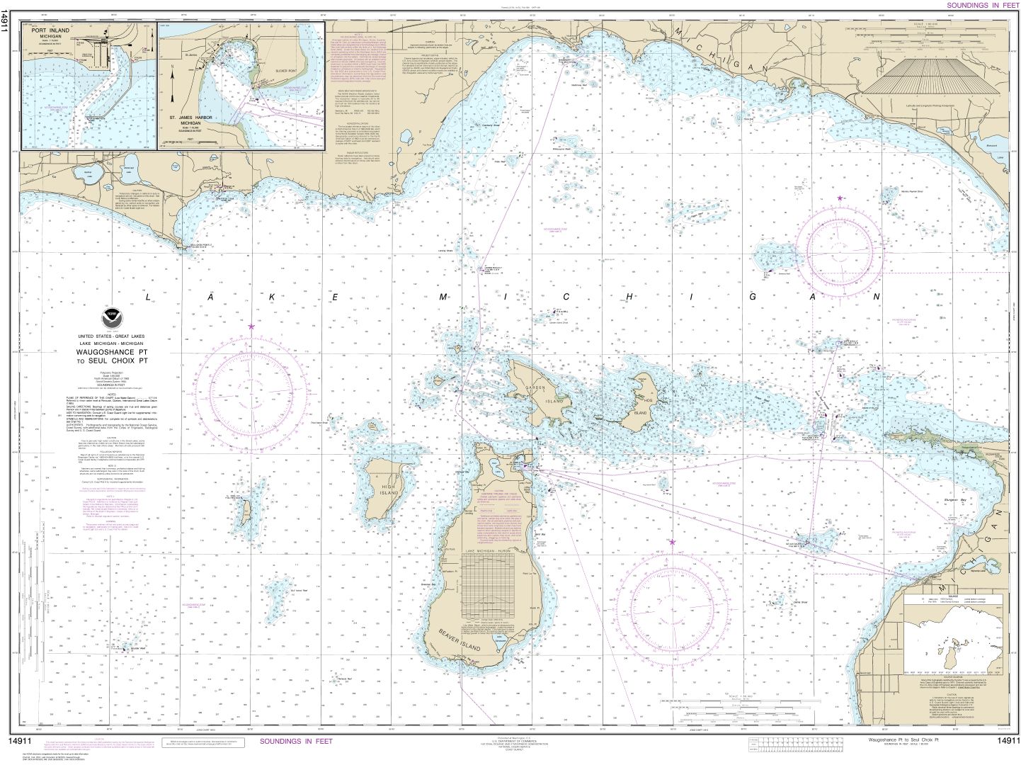 Waugoshance Point to Seul Choix Point, including Beaver Island Group;Port Inland;Beaver Harbor | NOAA Chart 14911