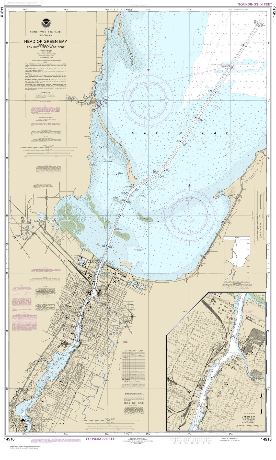 Head of Green Bay, including Fox River below De Pere;Green Bay | NOAA Chart 14918