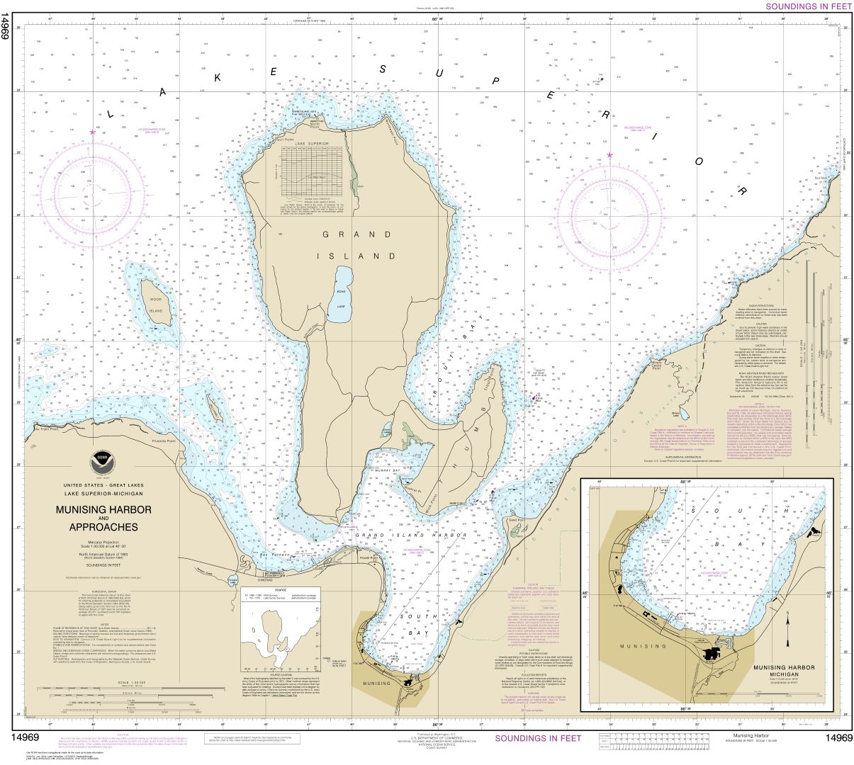 Munising Harbor and Approaches;Munising Harbor | Carte NOAA 14969