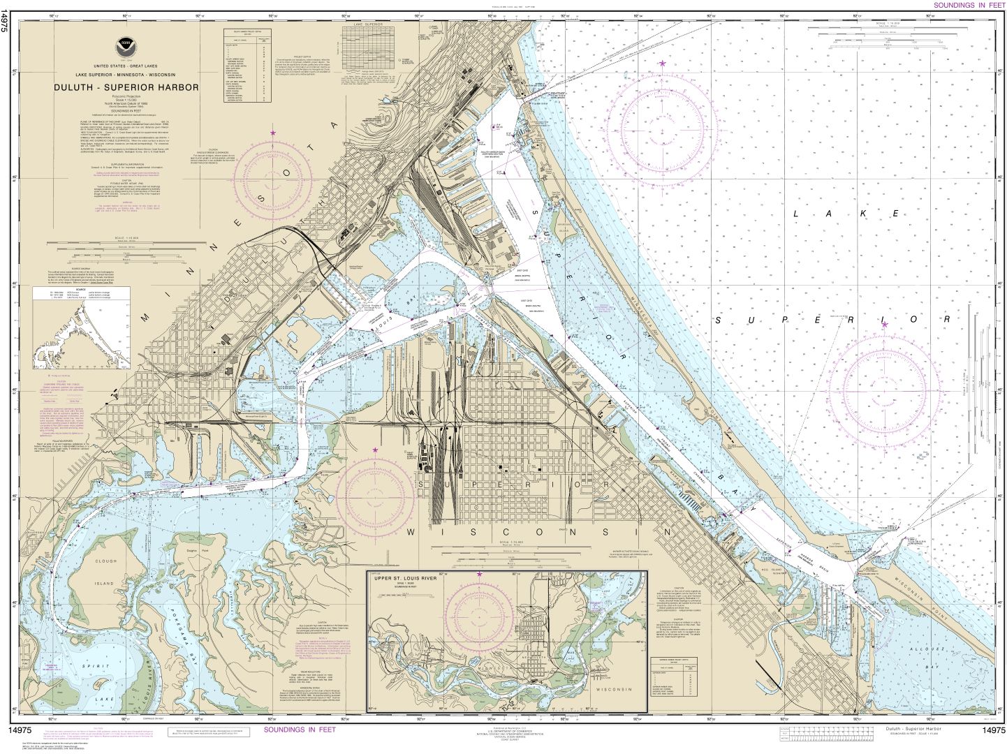 Duluth-Superior Harbor;Upper St. Louis River | Carte NOAA 14975