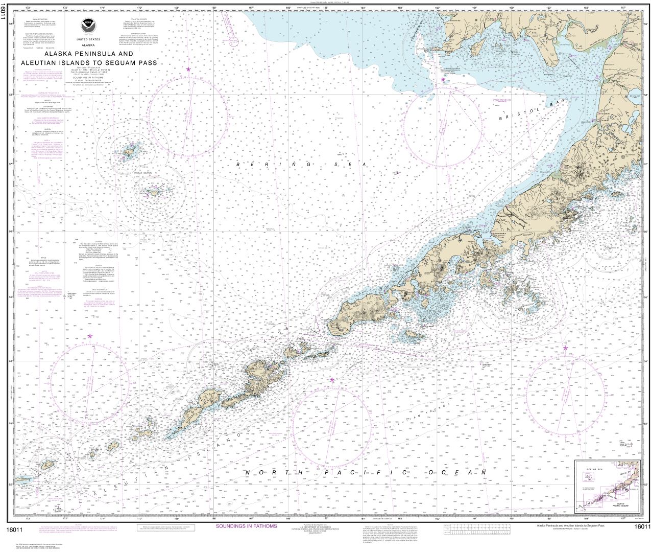 Alaska Peninsula and Aleutian Islands to Seguam Pass | NOAA Chart 16011