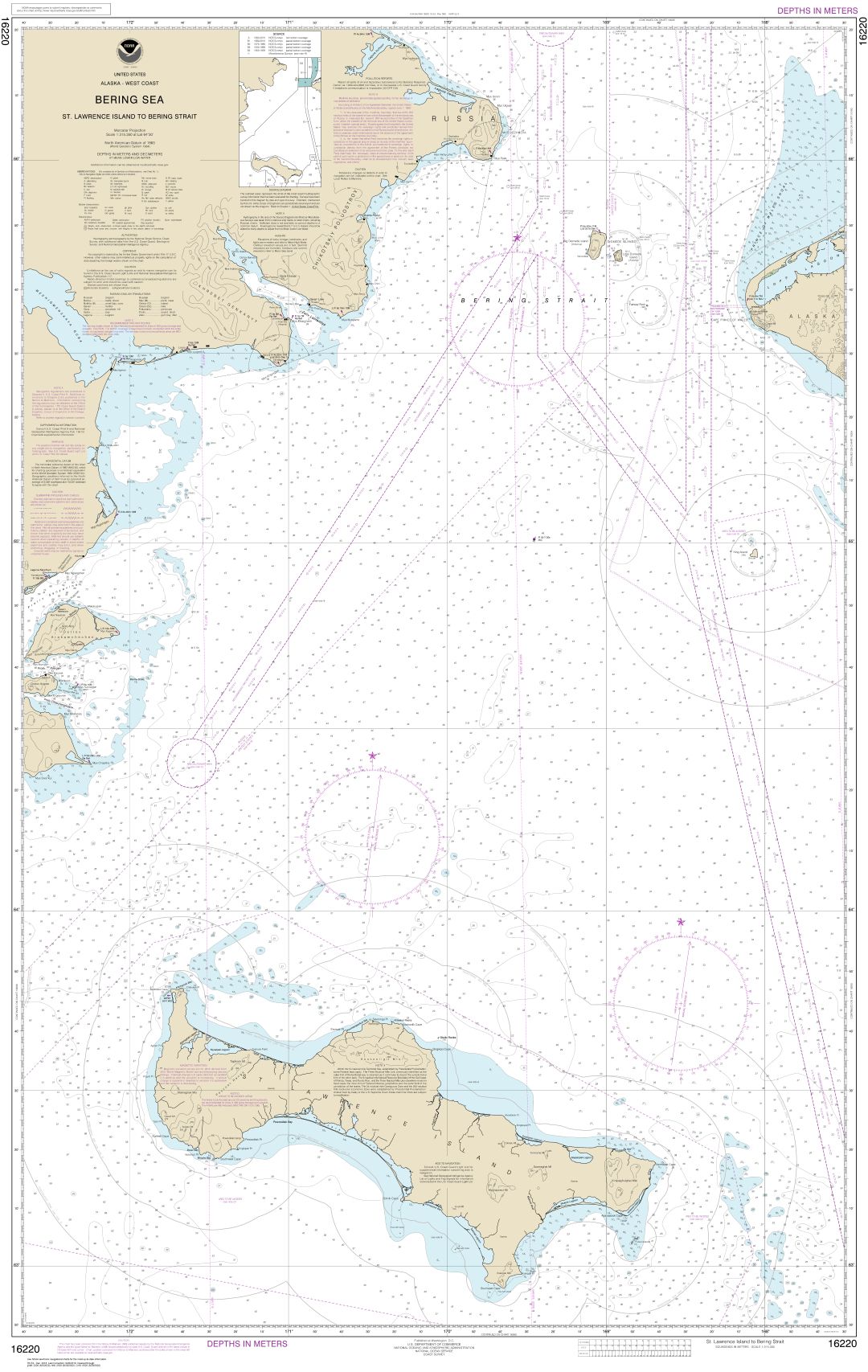 Bering Sea St. Lawrence Island to Bering Strait | NOAA Chart 16220