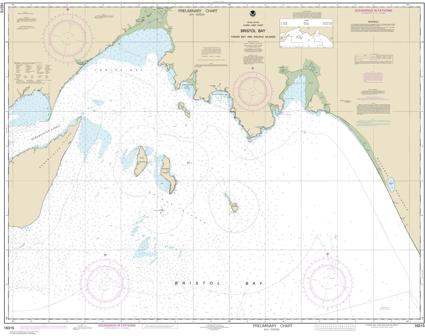 Bristol Bay-Togiak Bay and Walrus Islands | Carte NOAA 16315