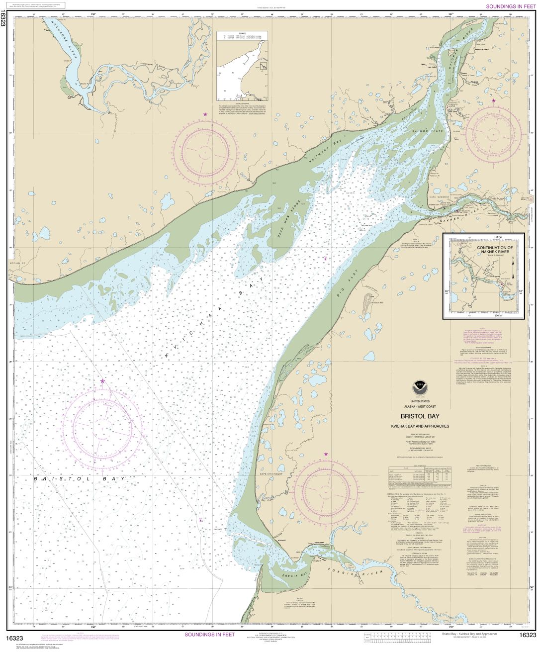 Bristol Bay-Kvichak Bay and approaches | Carte NOAA 16323
