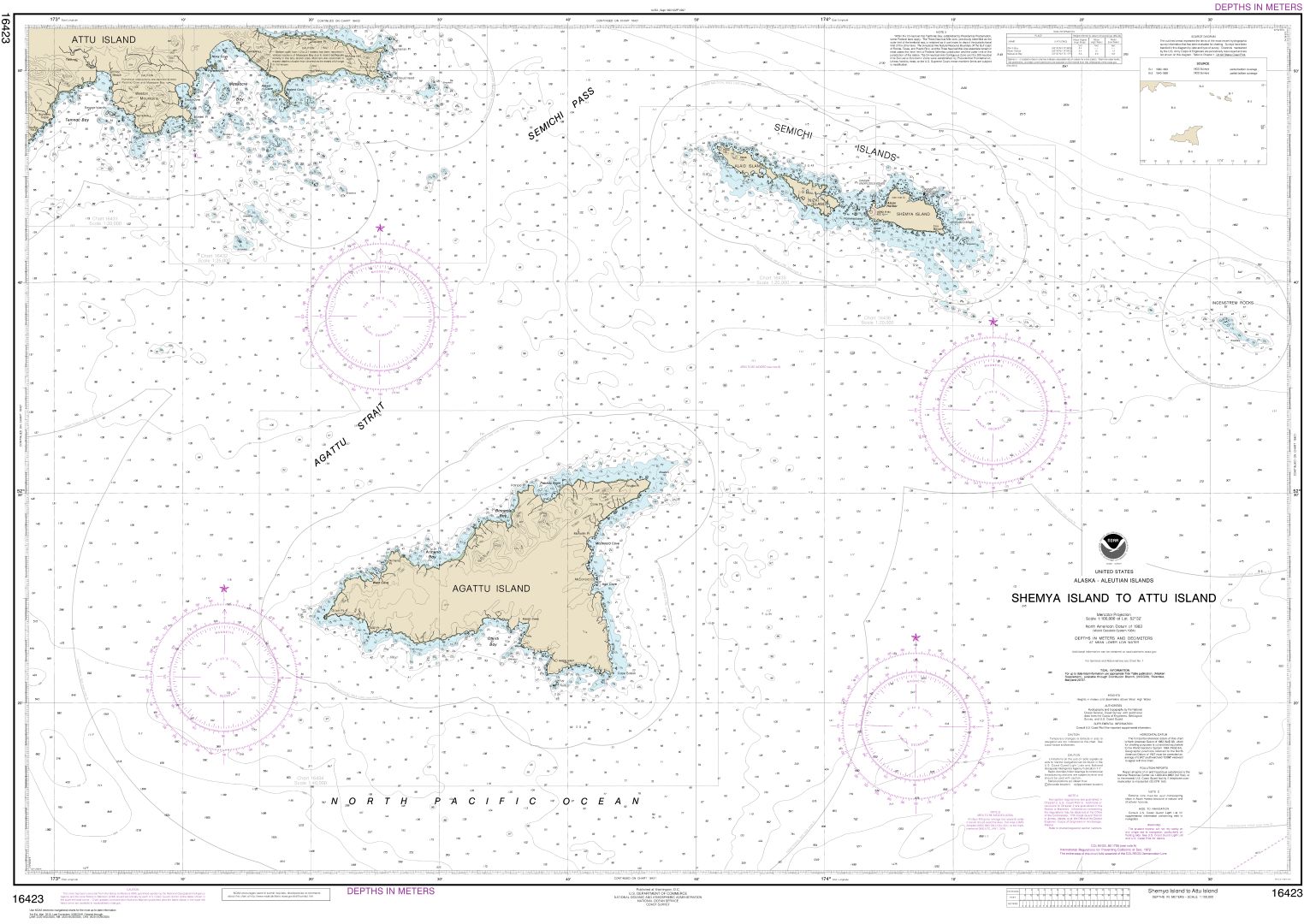 Shemya Island to Attu Island | NOAA Chart 16423
