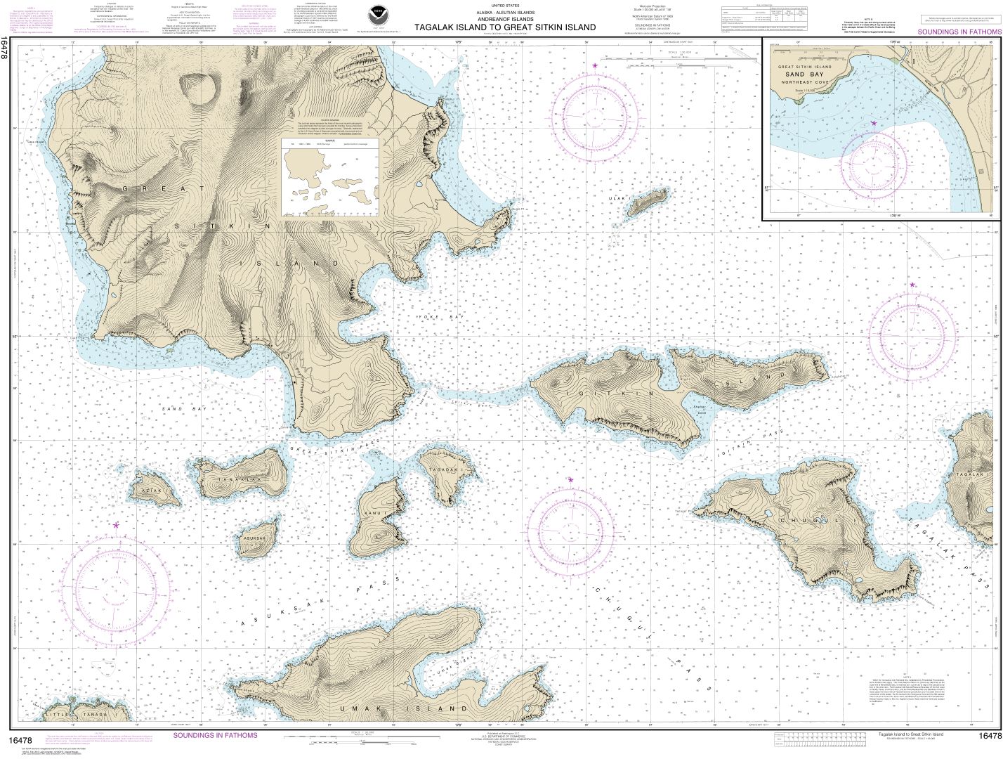 Tagalak Island to Great Sitkin Island;Sand Bay-Northeast Cove | NOAA Chart 16478