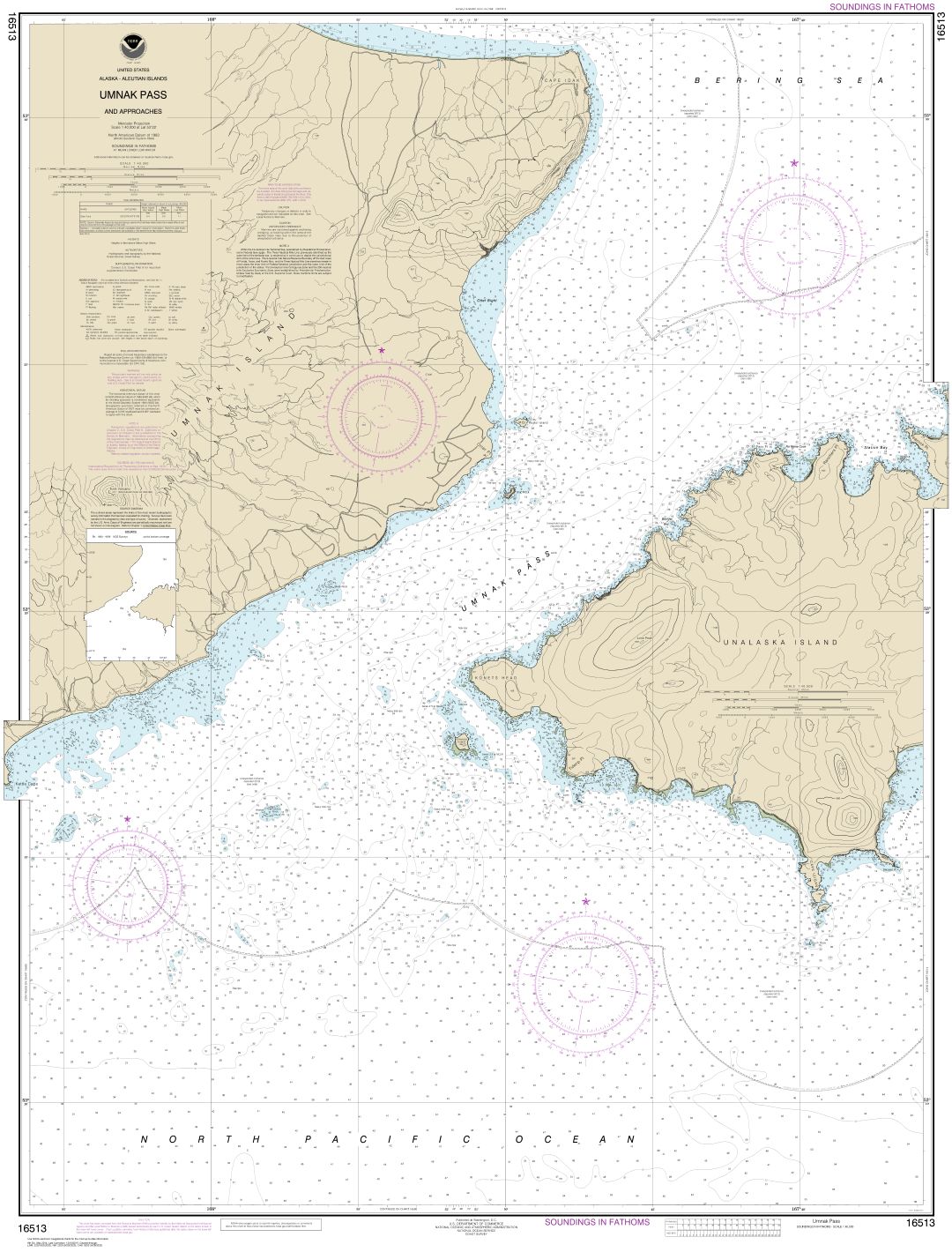 Unalaska Island Umnak Pass and approaches | NOAA Chart 16513