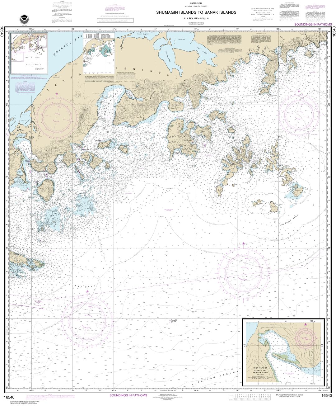 Shumagin Islands to Sanak Islands;Mist Harbor | NOAA Chart 16540