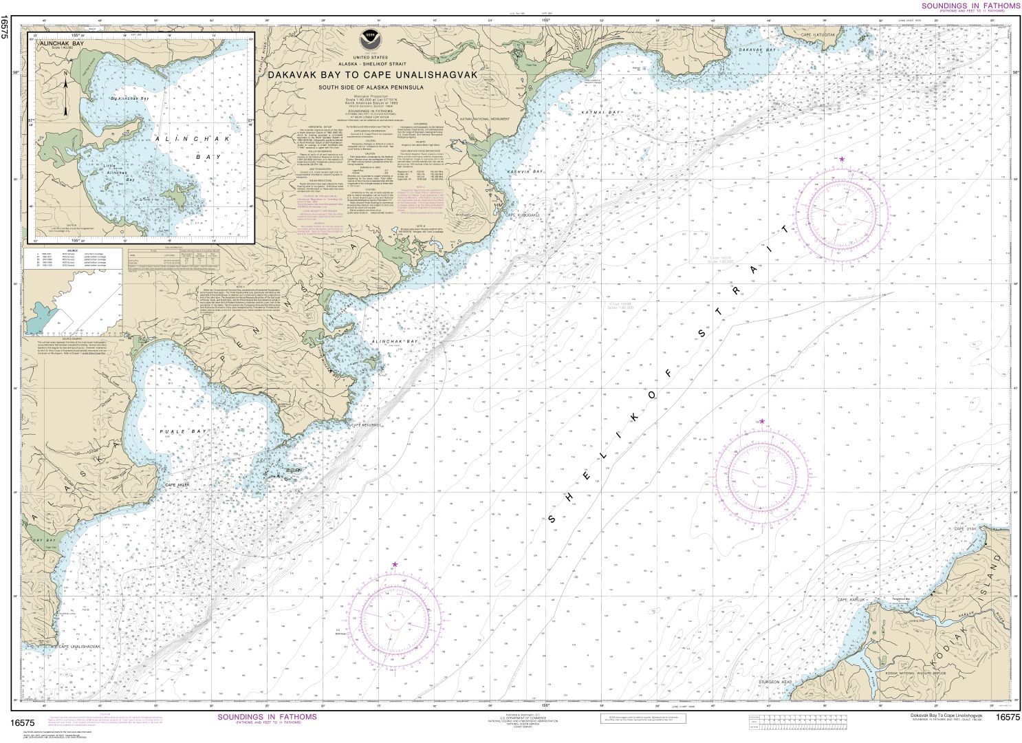 Dakavak Bay to Cape Unalishagvak;Alinchak Bay | NOAA Chart 16575