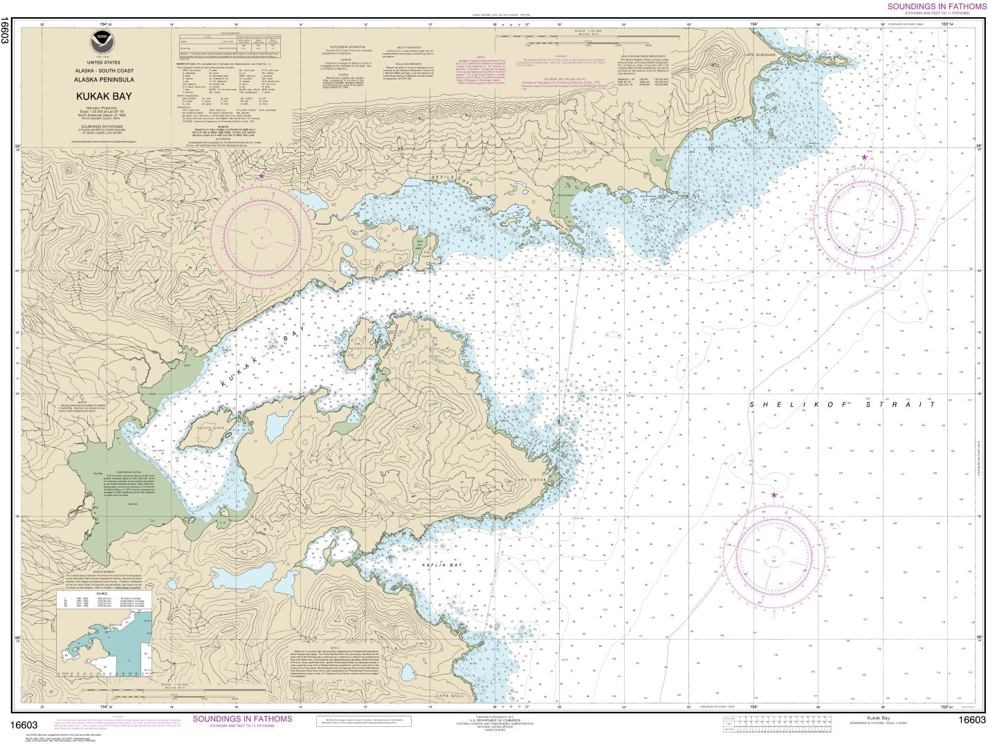 Kukak Bay, Alaska Peninsula | Carte NOAA 16603