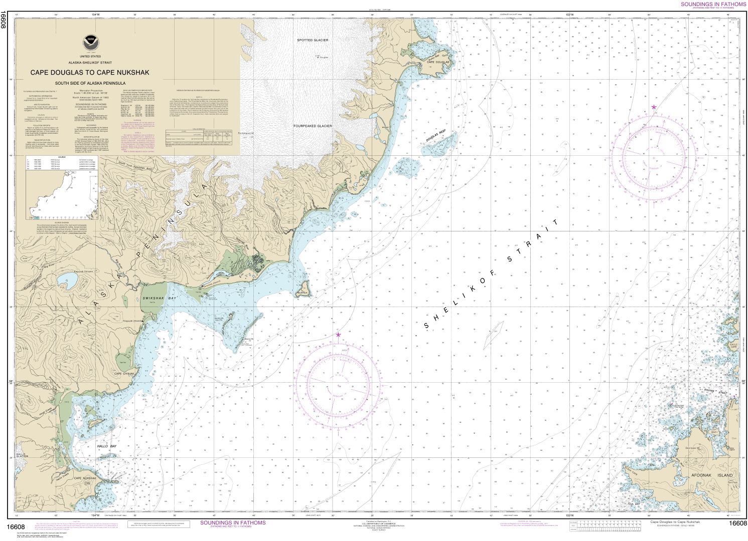 Shelikof Strait-Cape Douglas to Cape Nukshak | NOAA Chart 16608