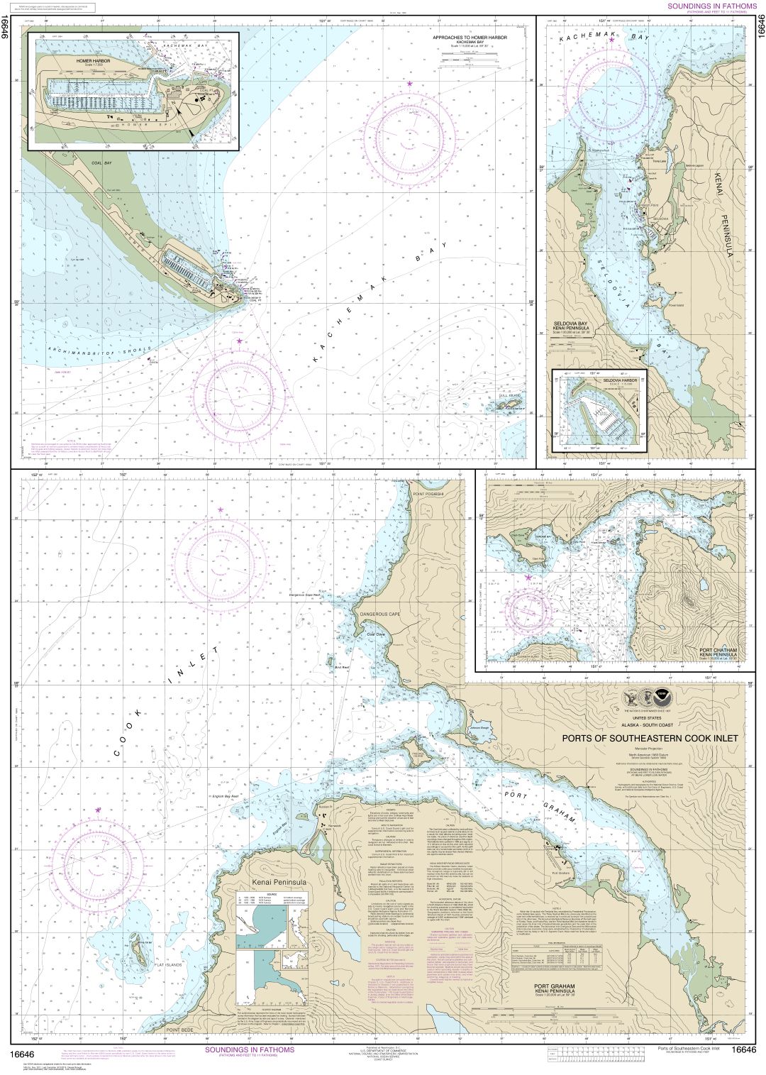 Ports of Southeastern Cook Inlet Port Chatham;Port Graham;Seldovia Bay;Seldovia Harbor;Approaches to Homer Hbr;Homer Harbor | Carte NOAA 16646