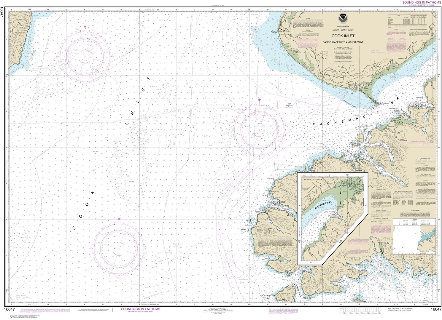 Cook Inlet-Cape Elizabeth to Anchor Point | Carte NOAA 16647