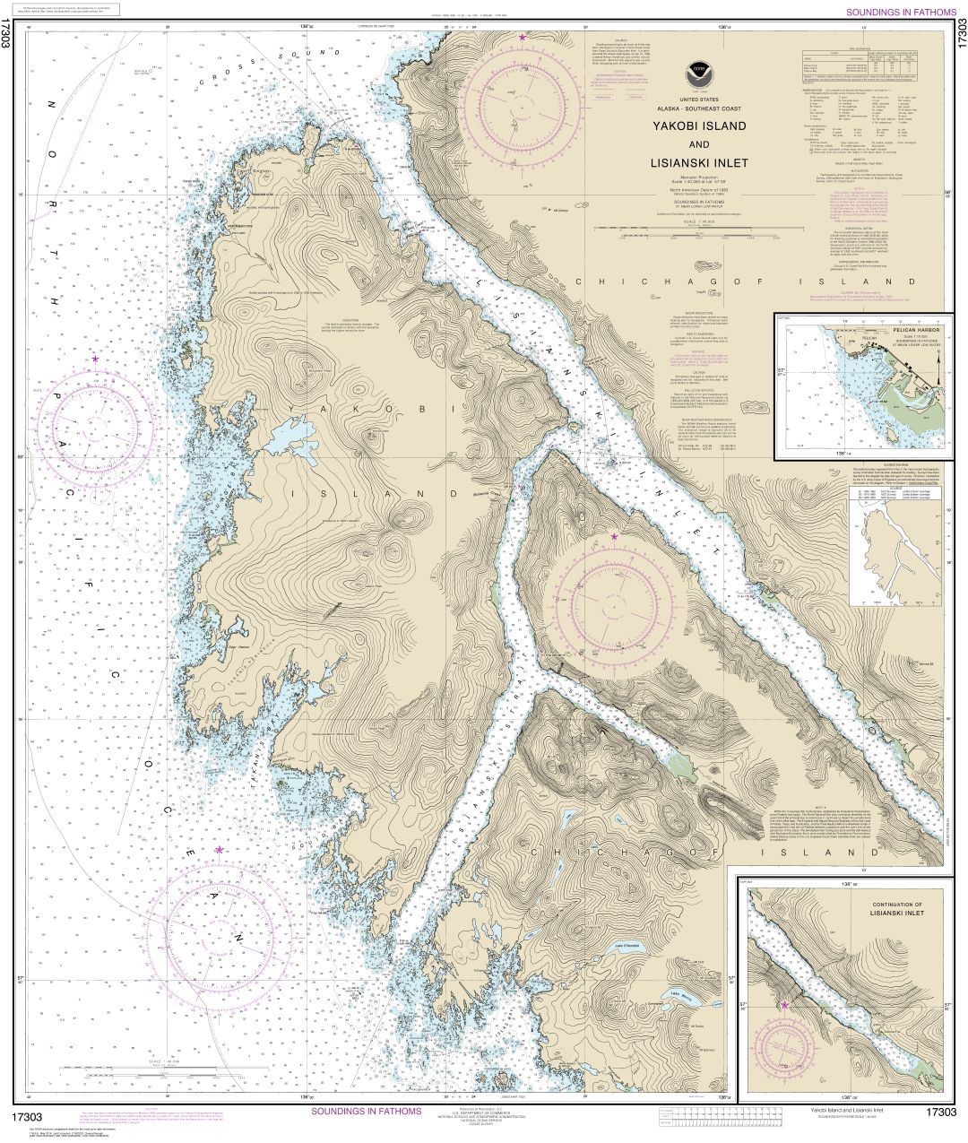 Yakobi Island and Lisianski Inlet;Pelican Harbor | Carte NOAA 17303