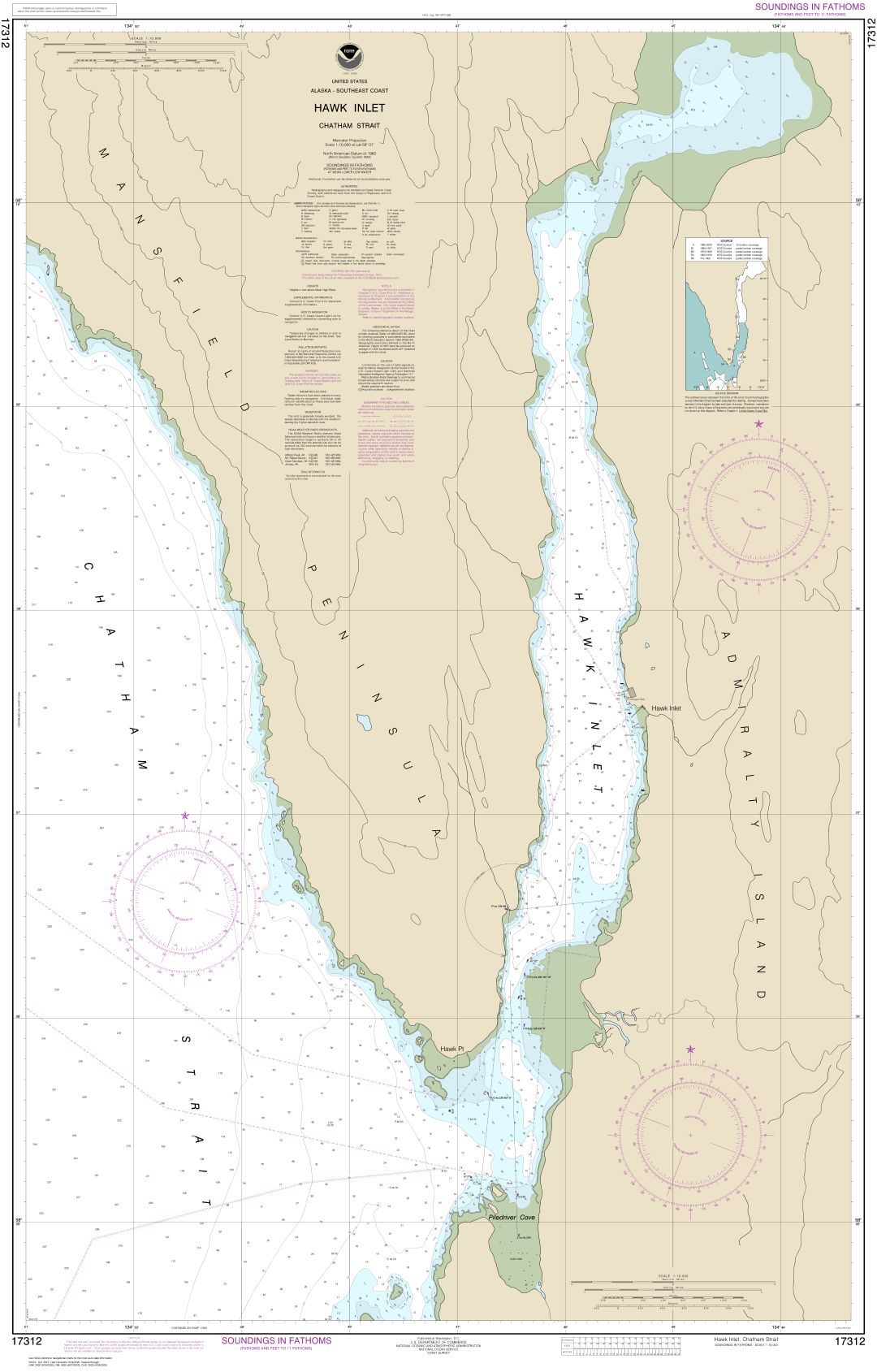 Hawk Inlet, Chatham Strait | NOAA Chart 17312