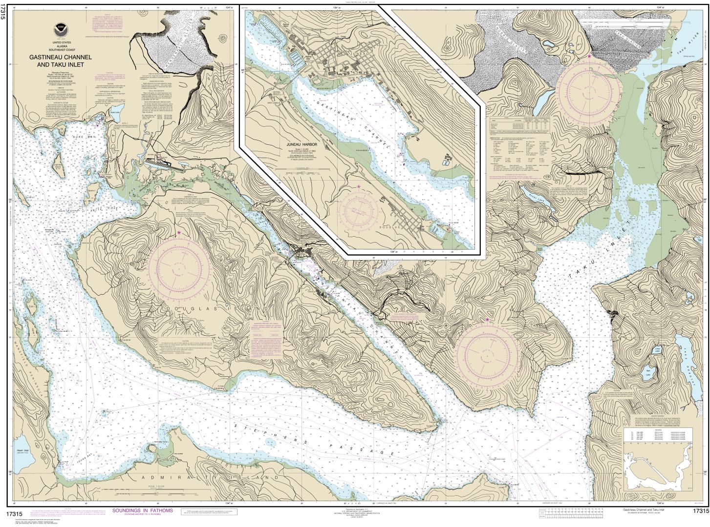Gastineau Channel and Taku Inlet;Juneau Harbor | NOAA Chart 17315