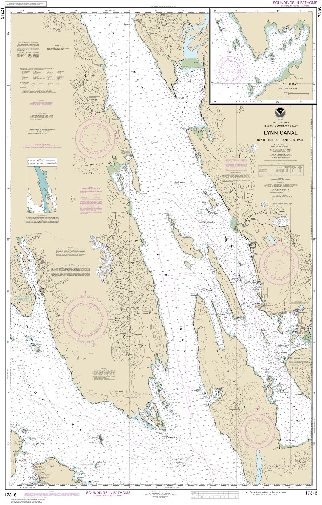 Lynn Canal-Icy Str. to Point Sherman;Funter Bay;Chatham Strait | NOAA Chart 17316