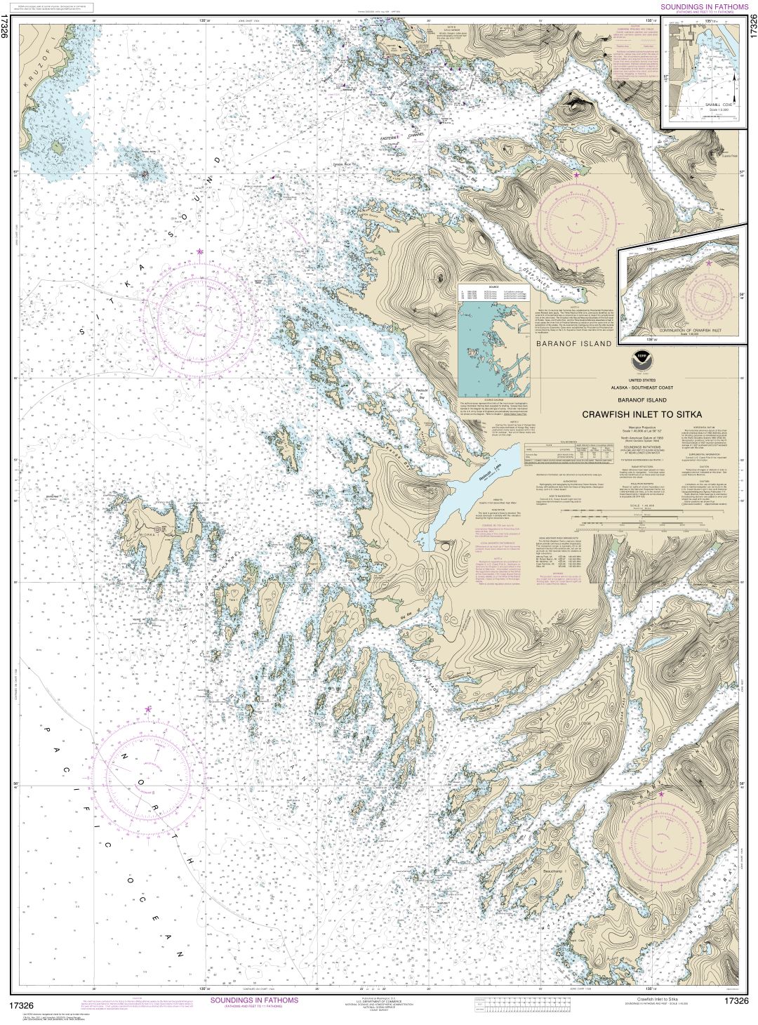 Crawfish Inlet to Sitka, Baranof I.;Sawmill Cove | NOAA Chart 17326