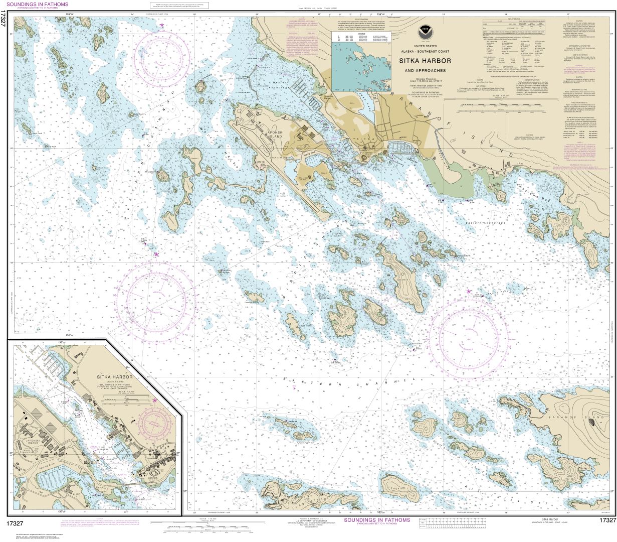 Sitka Harbor and approaches;Sitka Harbor | Carte NOAA 17327
