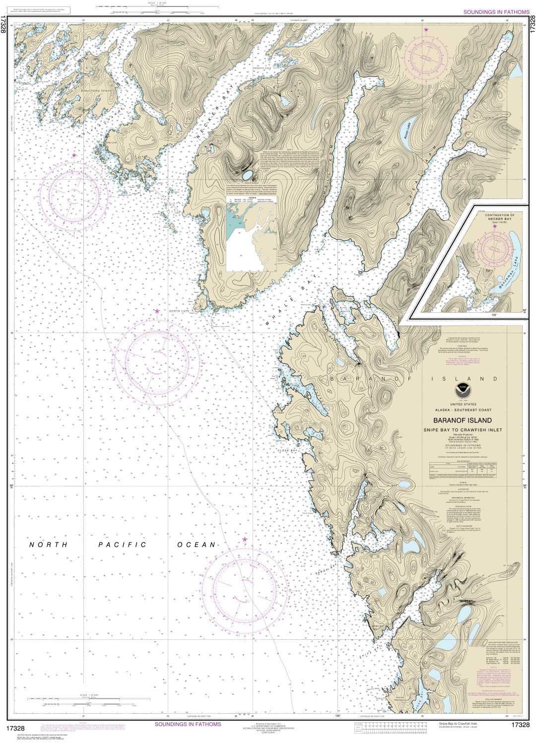 Snipe Bay to Crawfish Inlet,Baranof l. | NOAA Chart 17328