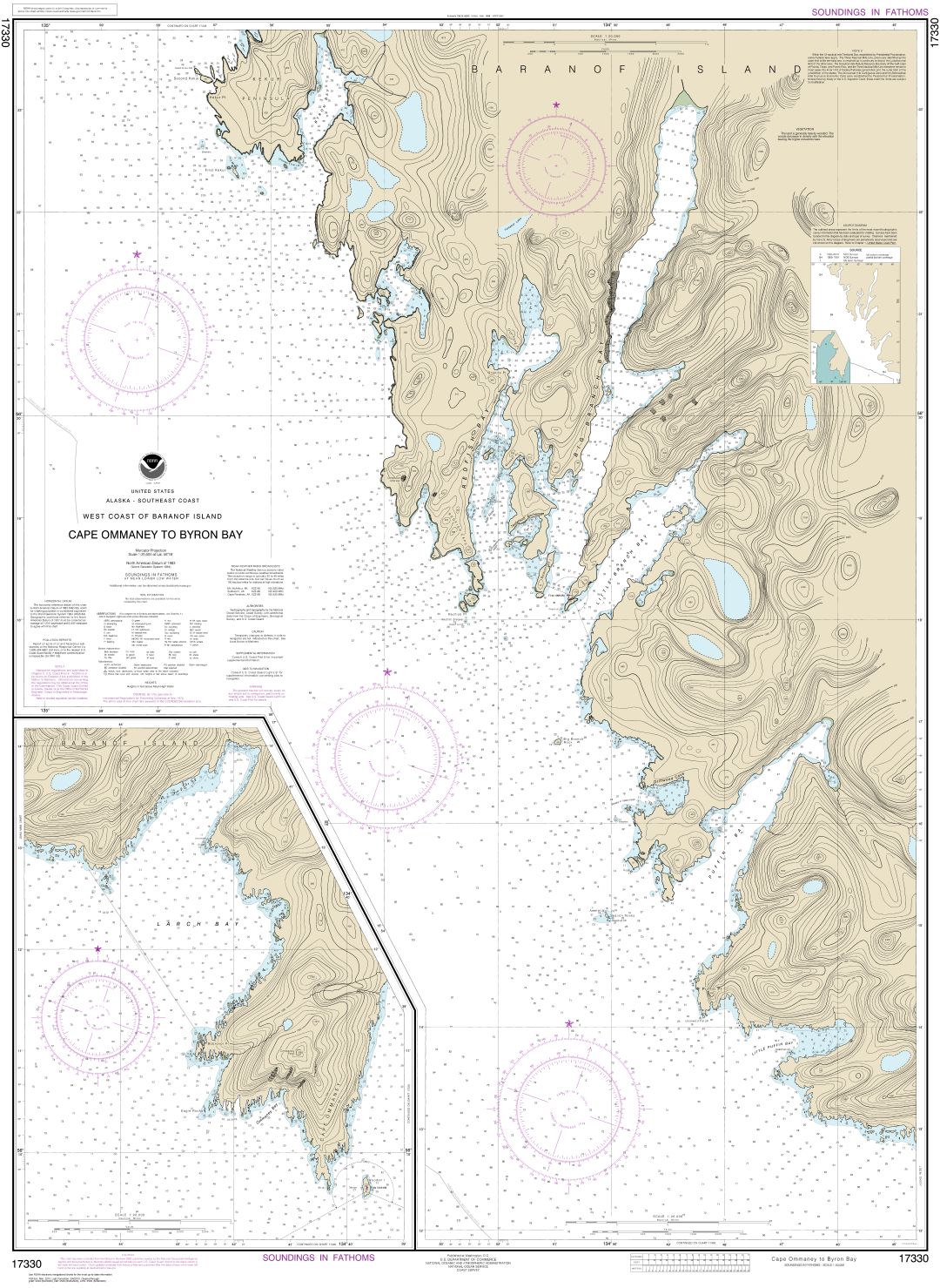 West Coast of Baranof Island Cape Ommaney to Byron Bay | NOAA Chart 17330