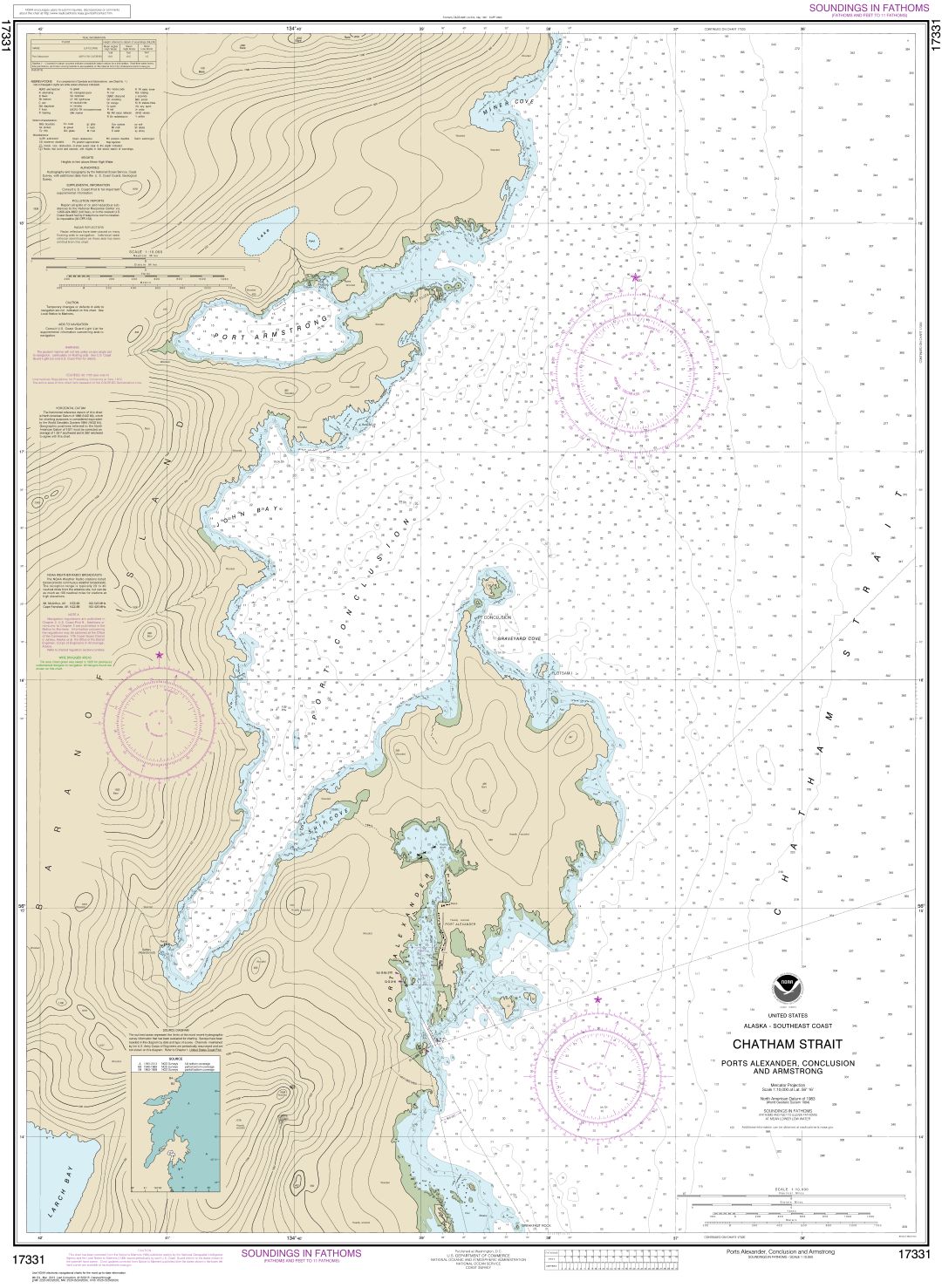 Chatham Strait Ports Alexander, Conclusion, and Armstrong | NOAA Chart 17331